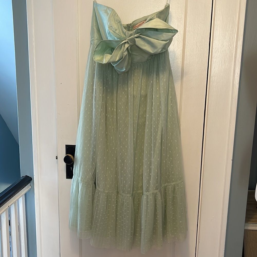 Anthropologie - Tulle Bow-tie Midi Dress In Green - Picture 4 of 6